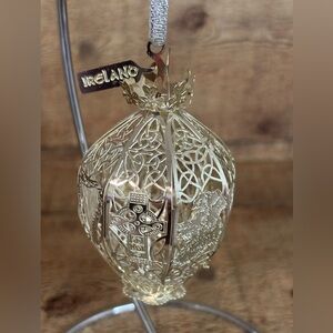 Silver Metallic Ireland Christmas Ornament Delicate Cross Filigree